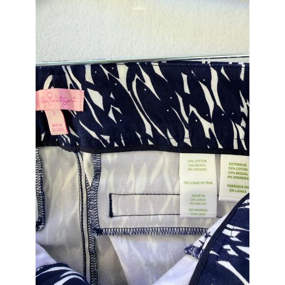 Lilly Pulitzer Women’s Size 2 Navy Print Pants Slim Fit Cotton Blend - Picture 12 of 16